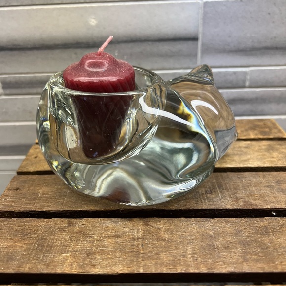Vintage Indiana Glass Co. Sleeping Cat Votive Candle Holder - Picture 4 of 5